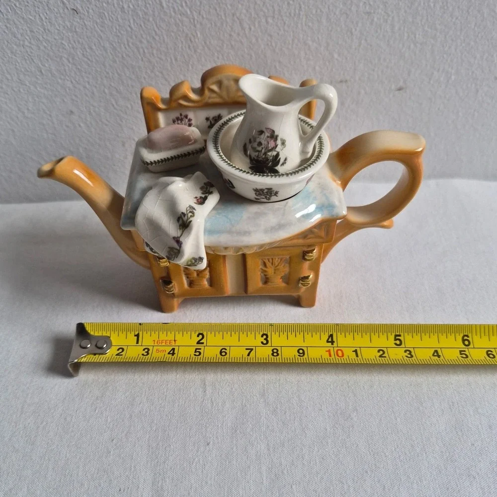 Portmeirion Miniature Teapot Washstand Yellow Botanic Garden England